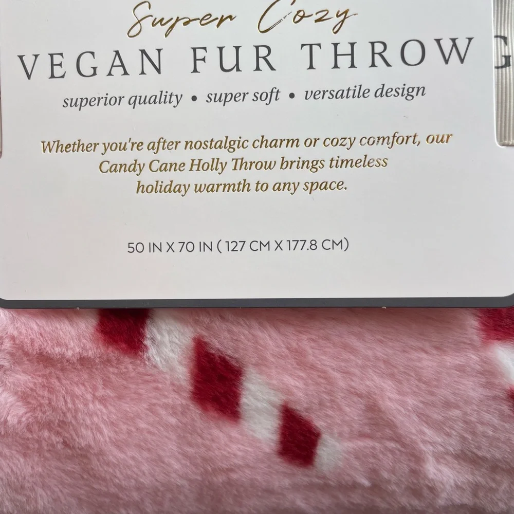 Fluffy Pink and Red Candy Cane Luxurious Super Soft 🎄Throw Blanket